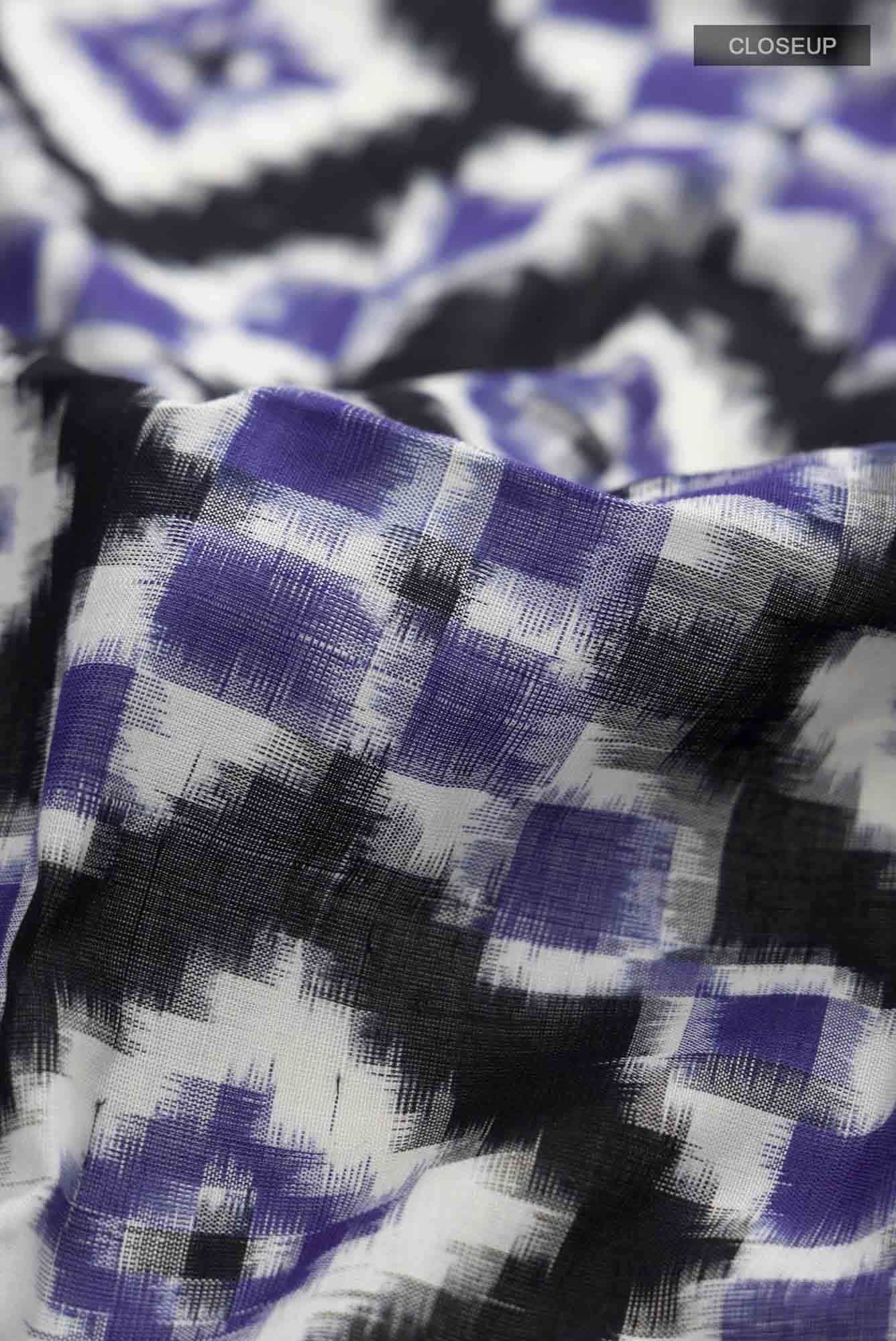 Blue Pochampally Cotton Saree - Image 2