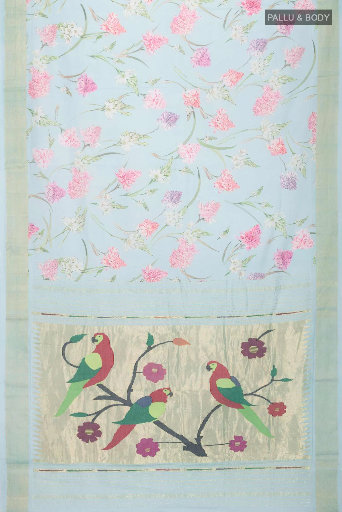 Blue Paithani Cotton Saree - Image 5