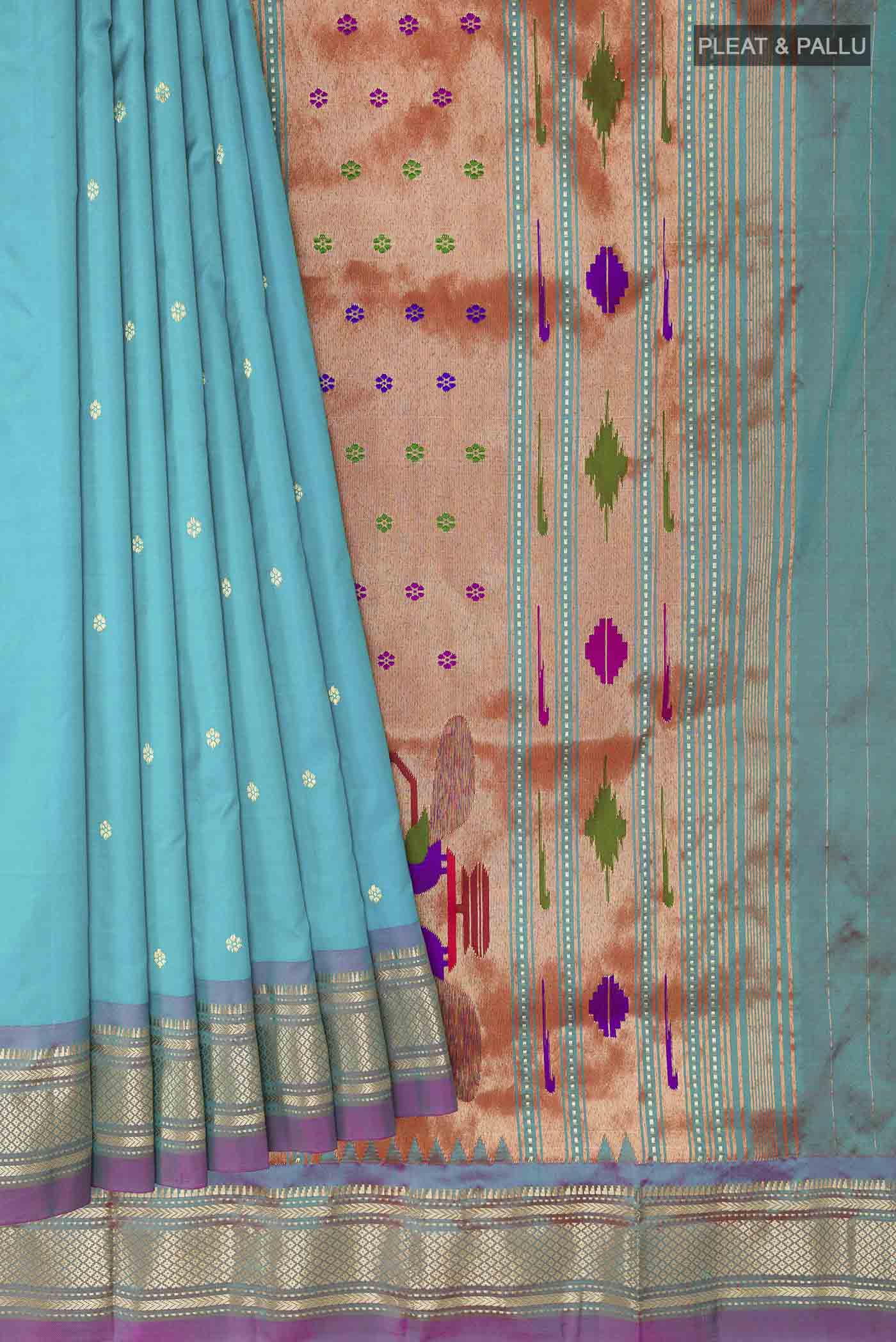 Blue Paithani Silk Saree - Image 4