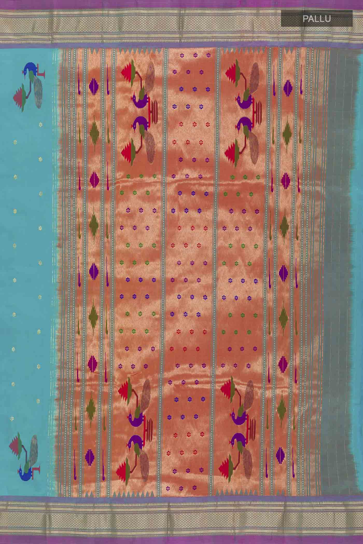 Blue Paithani Silk Saree - Image 7