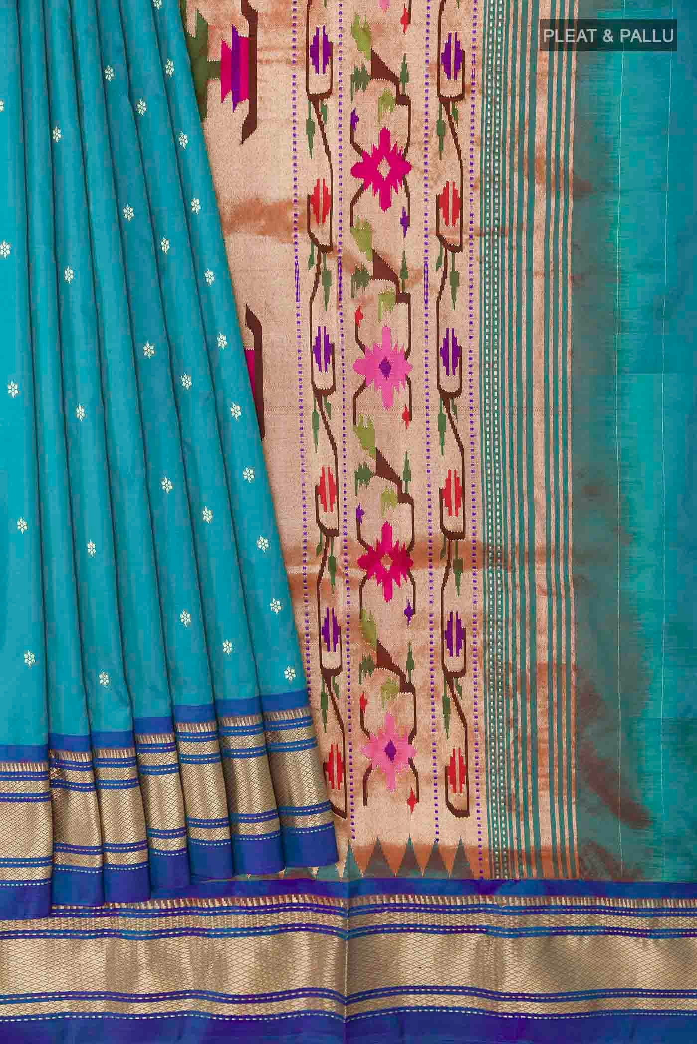 Blue Paithani Silk Saree - Image 4