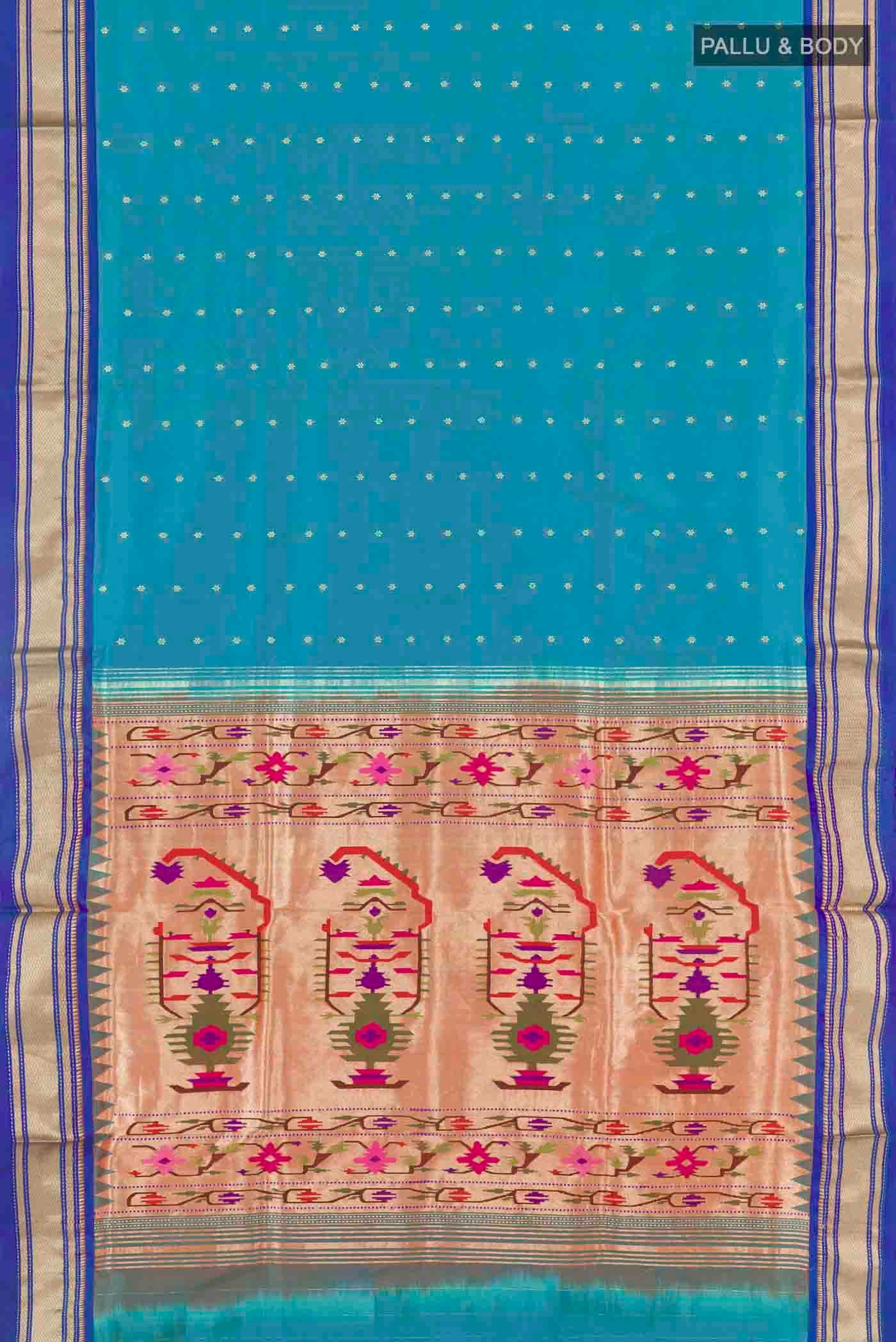 Blue Paithani Silk Saree - Image 6