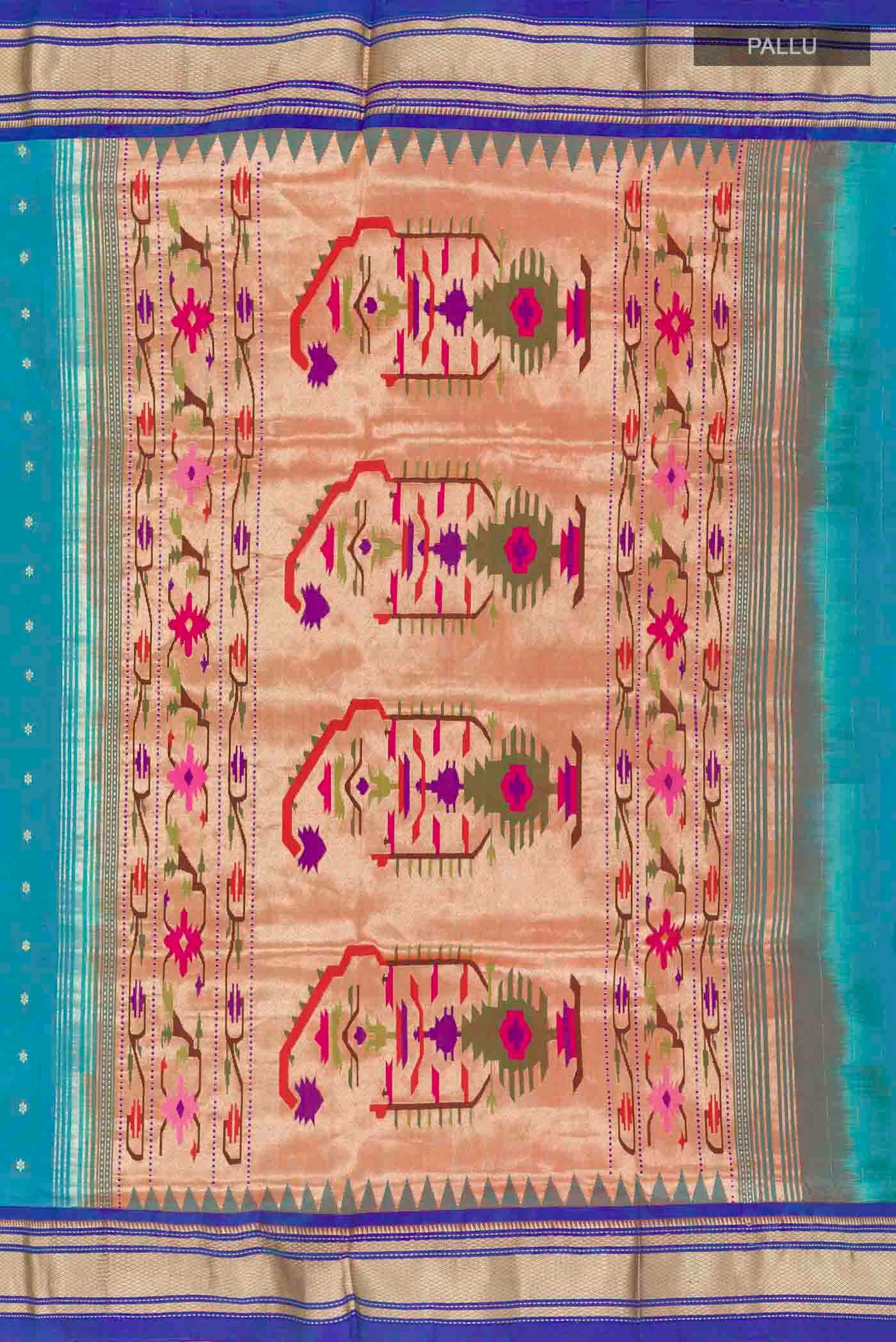Blue Paithani Silk Saree - Image 7