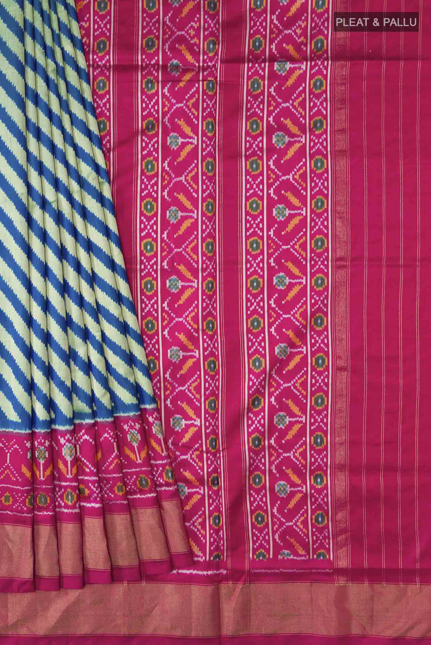 Blue Pochampally Silk Saree - Image 4