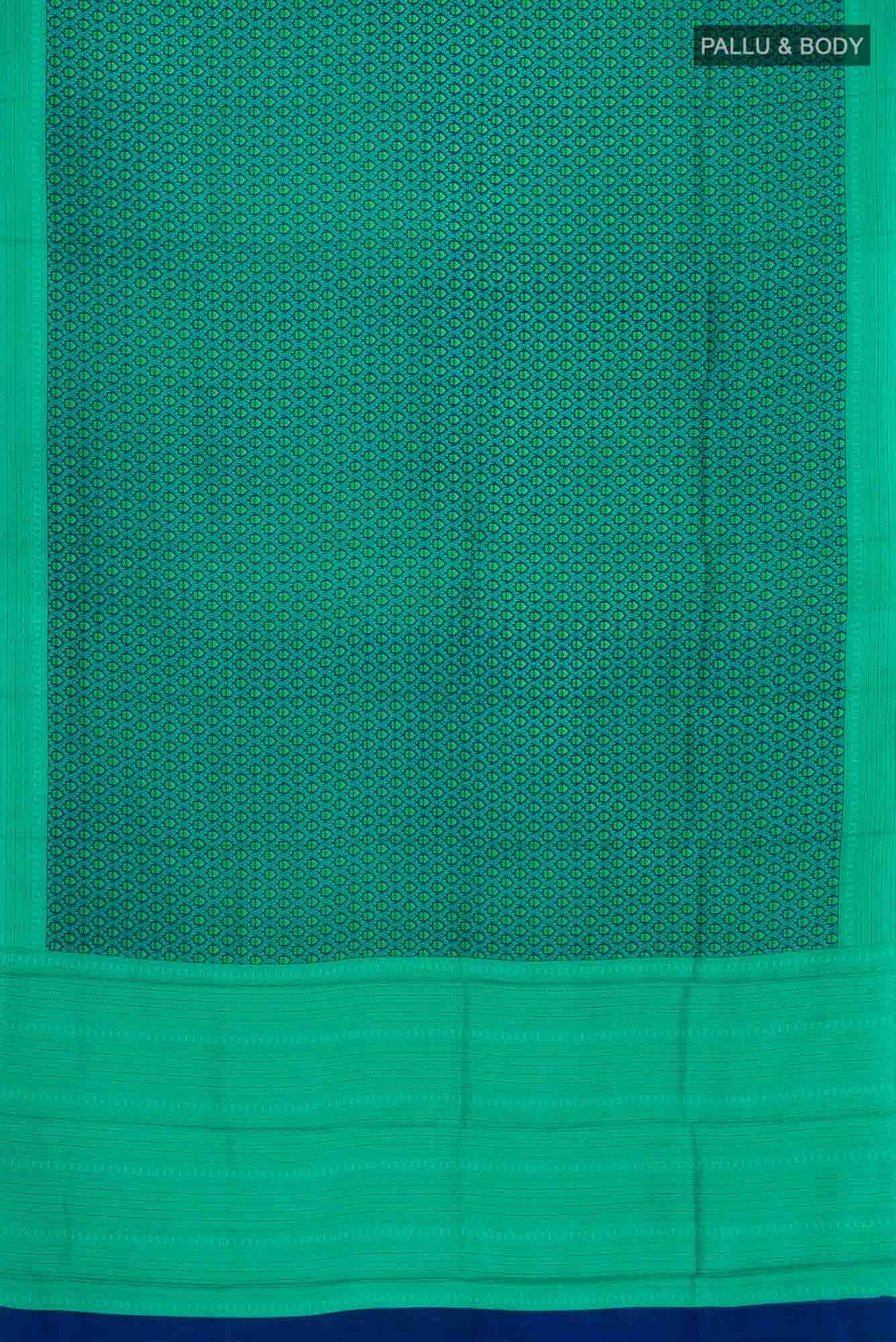 Blue Printed Silk Saree - Image 3