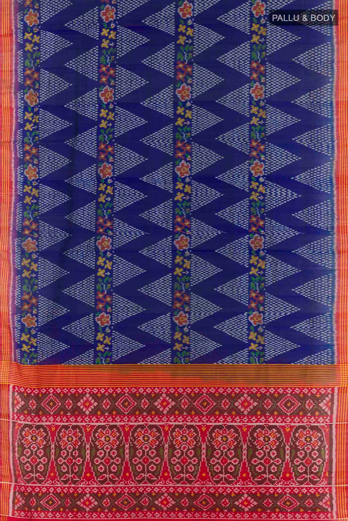 Blue Rajkot Patola Silk Saree - Image 6