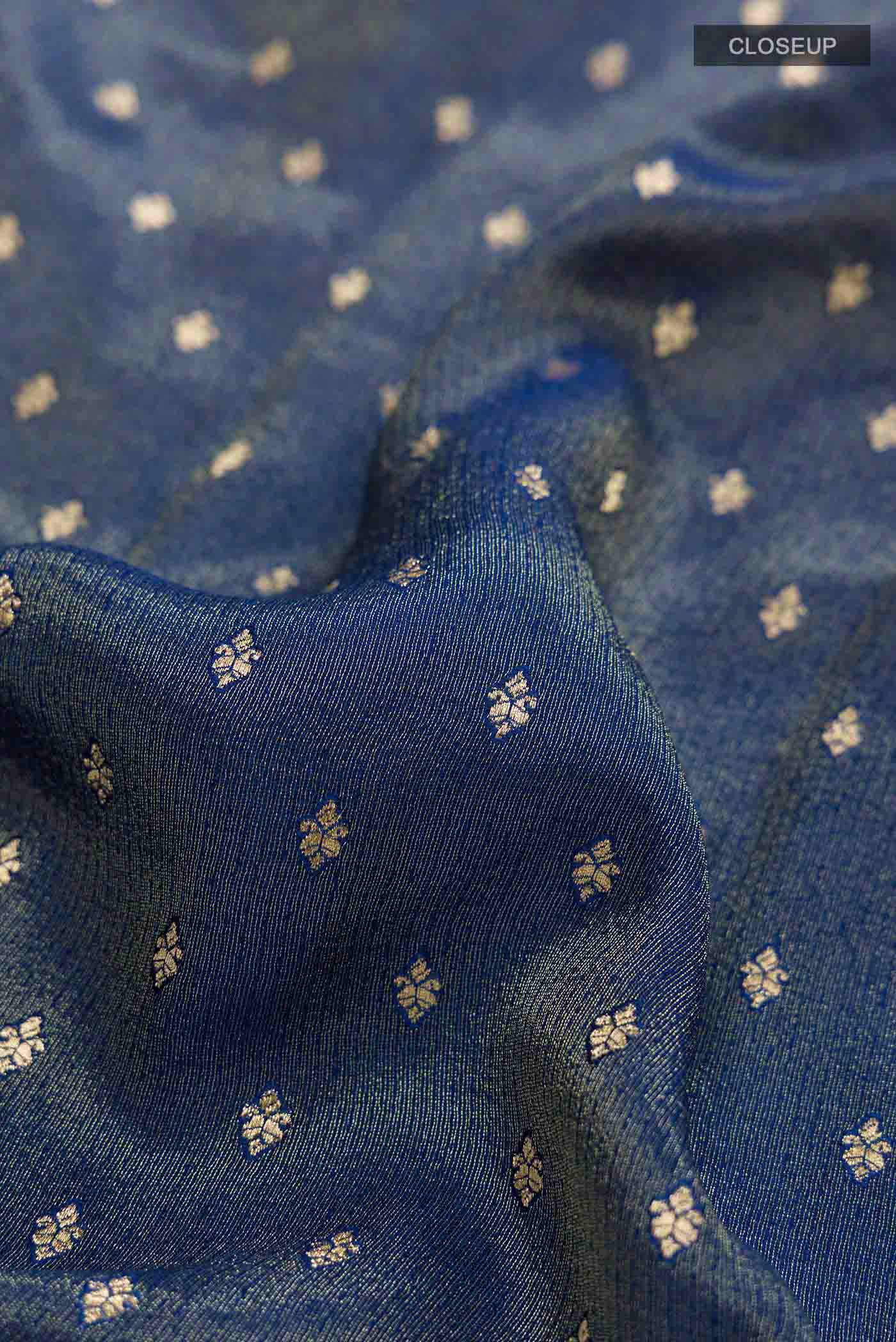 Blue Satin Silk Saree - Image 2