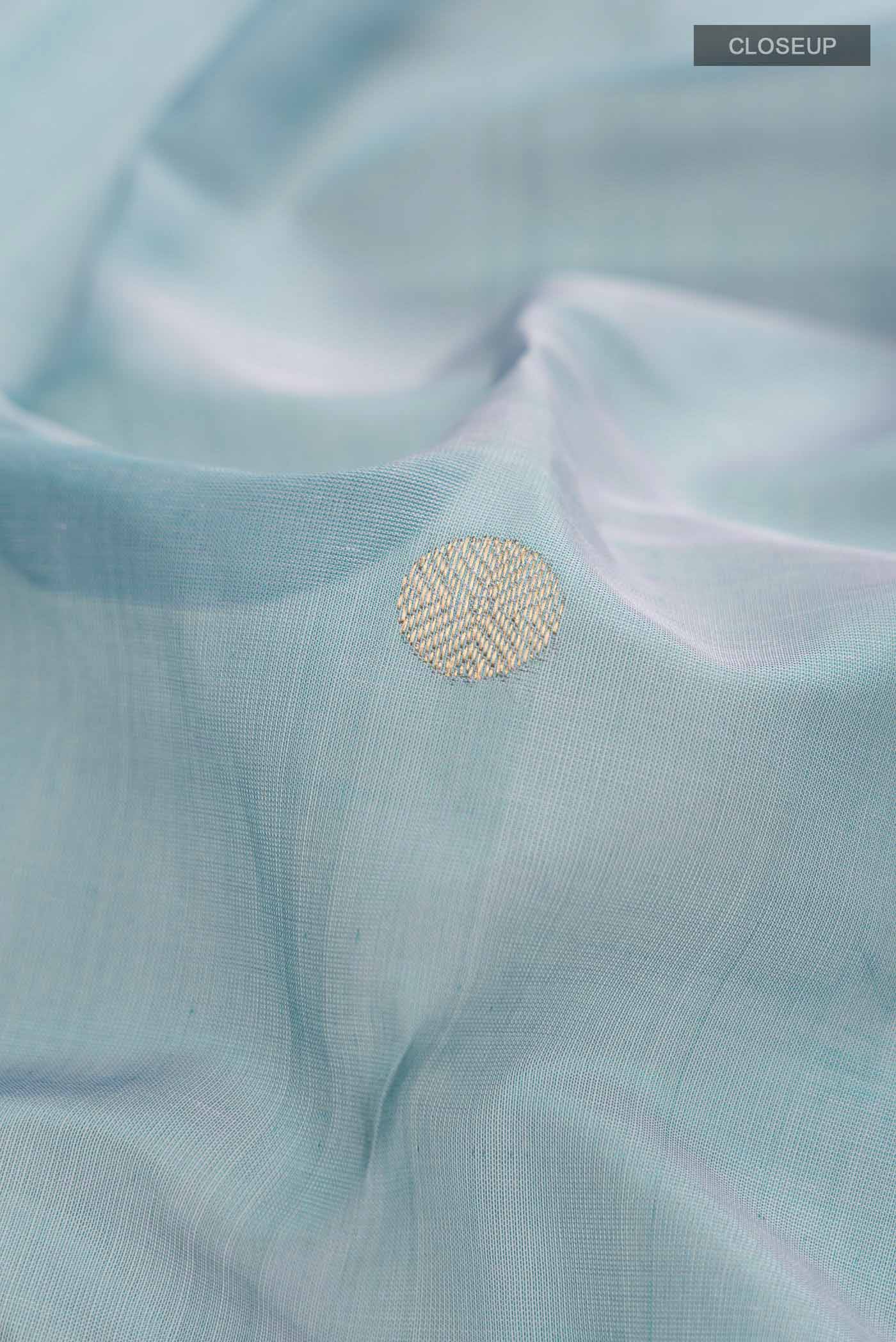Blue Silk Cotton Saree - Image 2