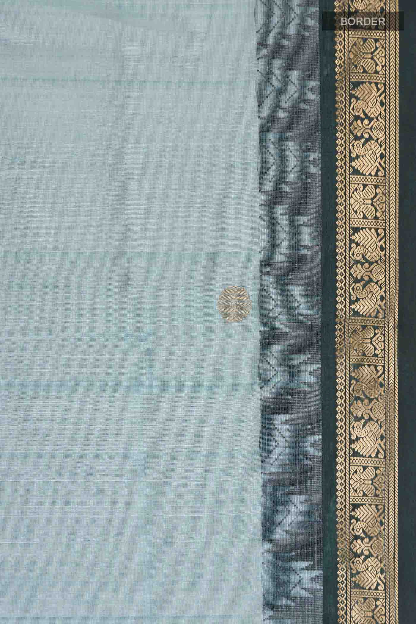 Blue Silk Cotton Saree - Image 3