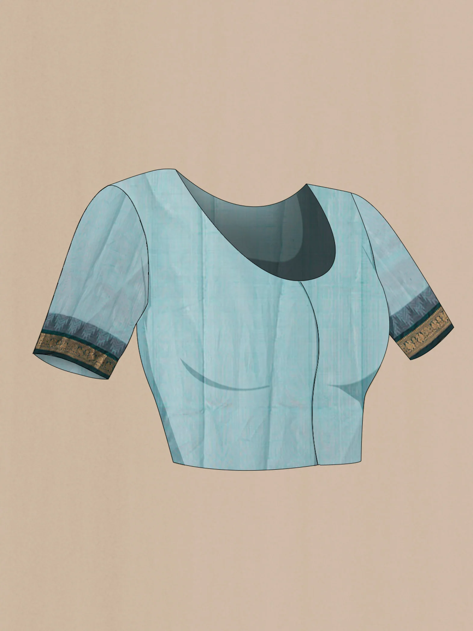 Blue Silk Cotton Saree - Image 4