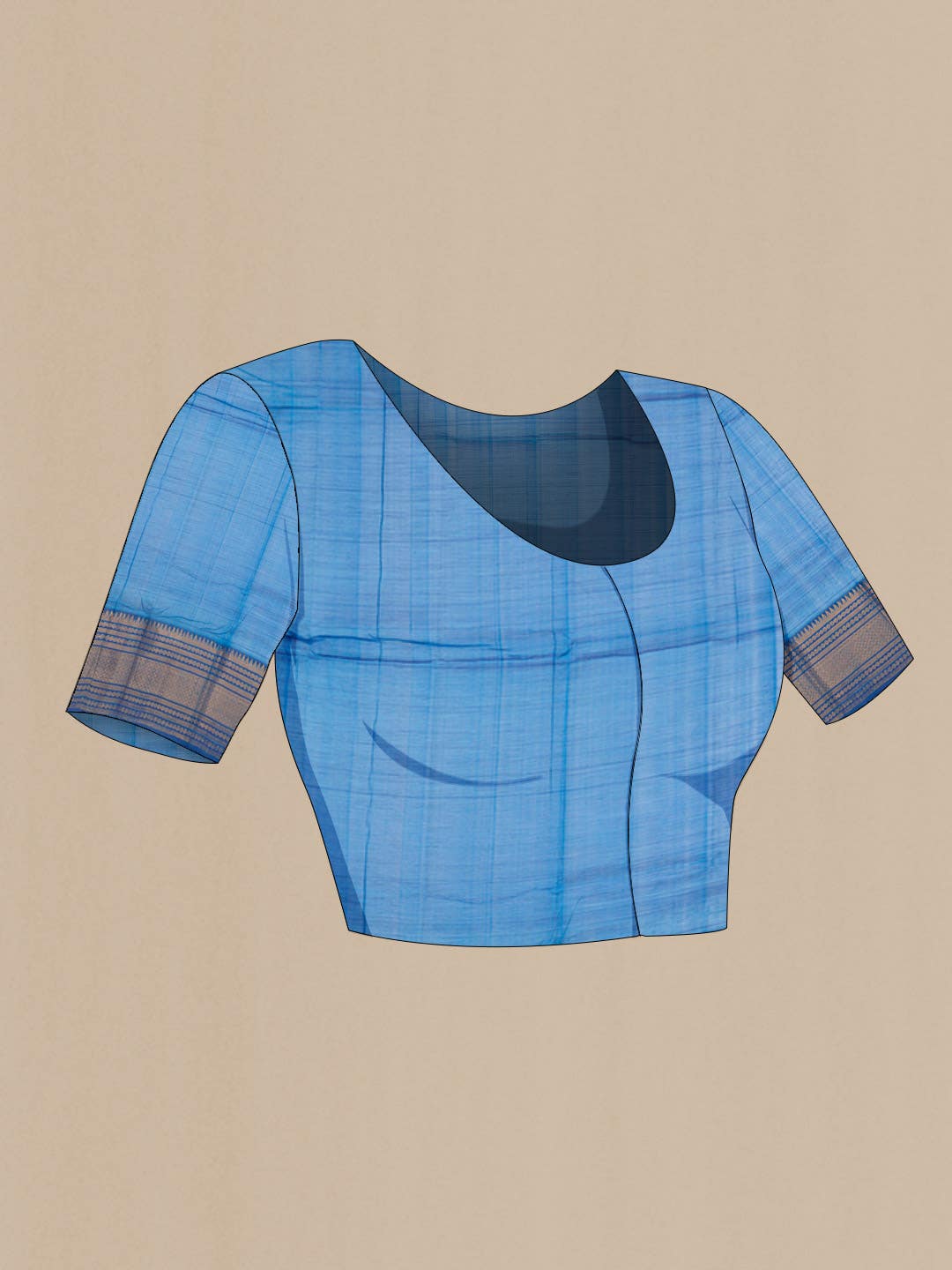 Blue Silk Cotton Saree - Image 3
