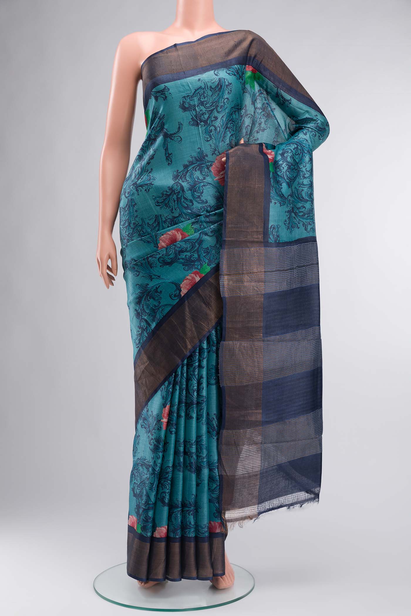 Blue Tussar Saree