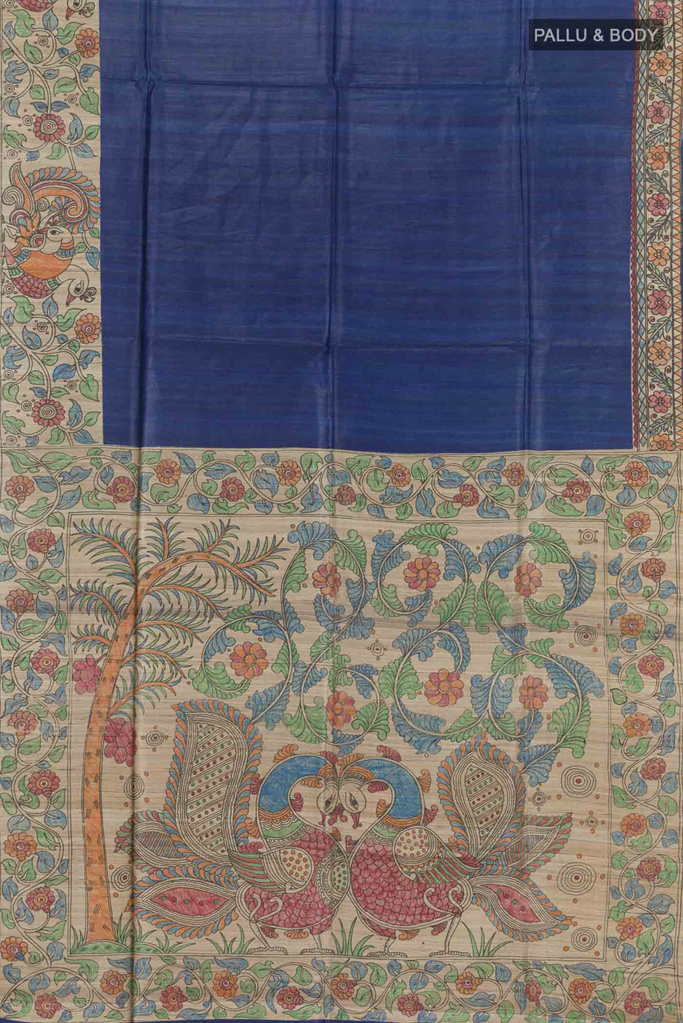 Blue Tussar Saree - Image 5