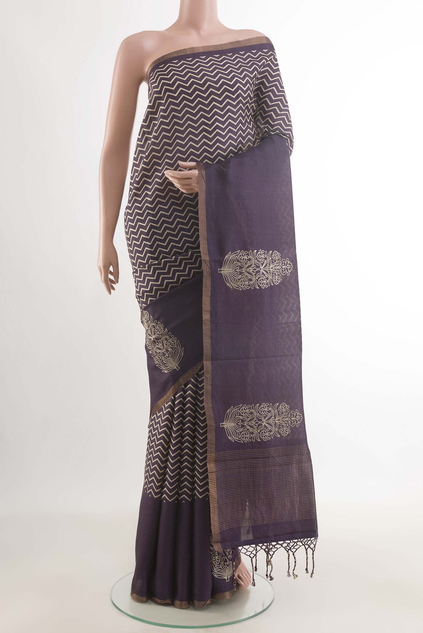 Blue Tussar Saree