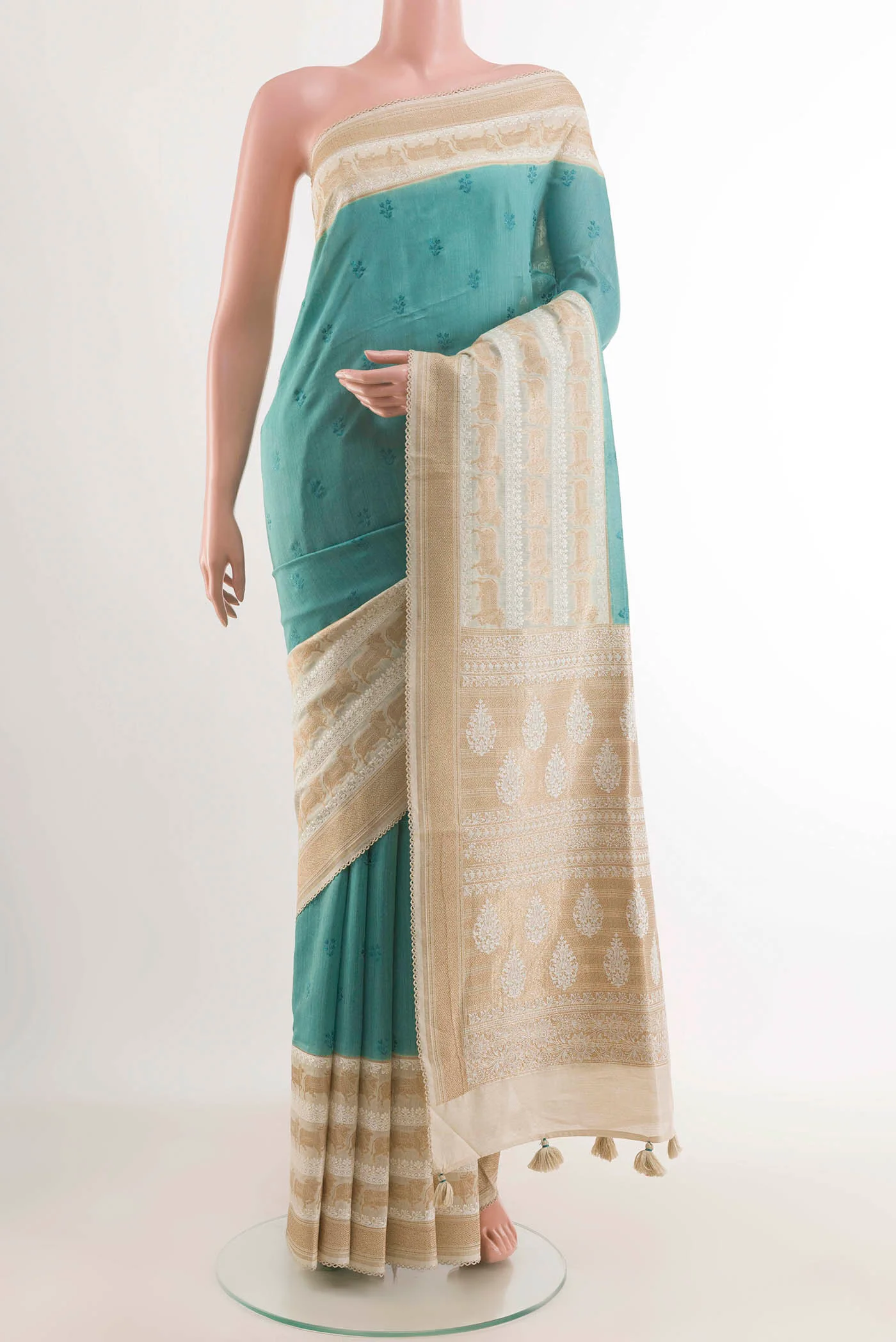 Blue Tussar Saree