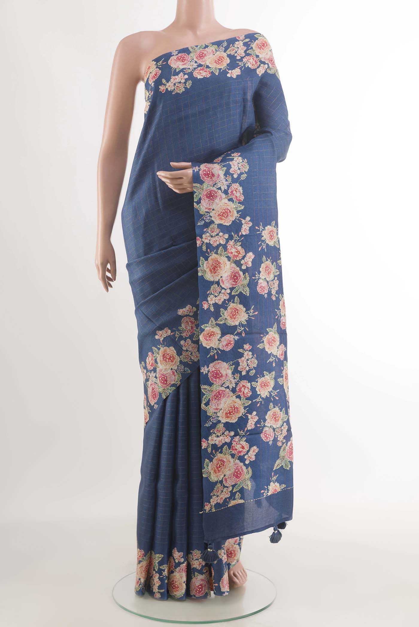 Blue Tussar Saree