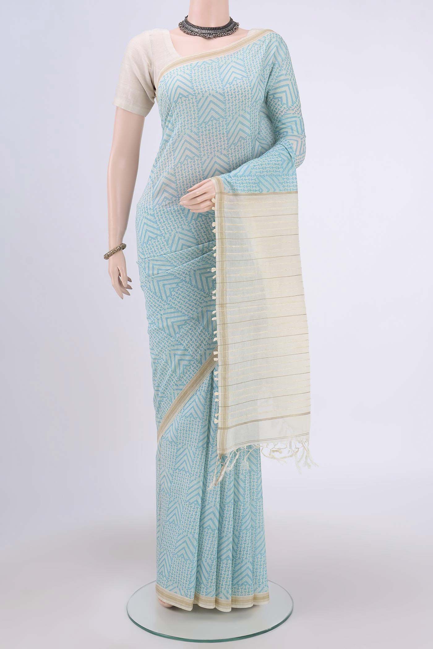 Blue Tussar Saree