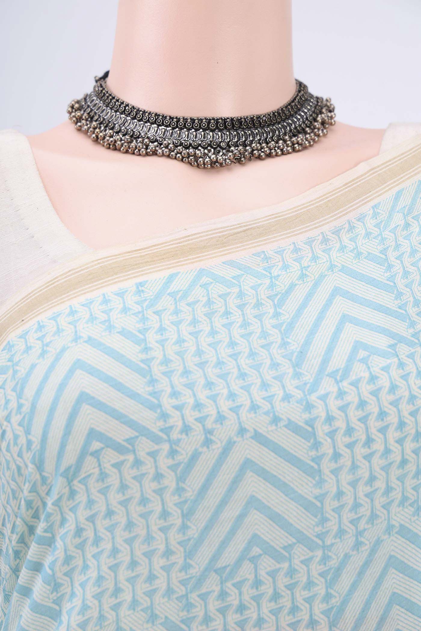 Blue Tussar Saree - Image 2