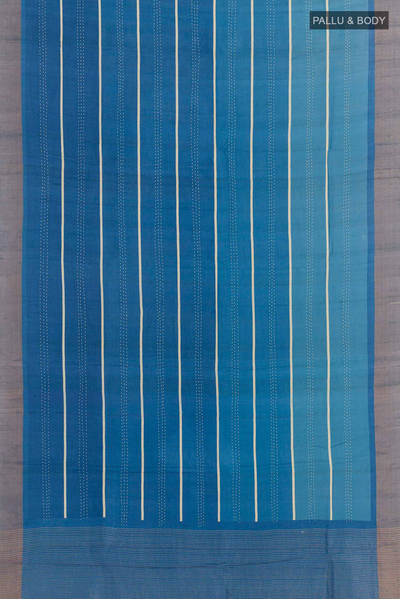 Blue Tussar Saree - Image 4