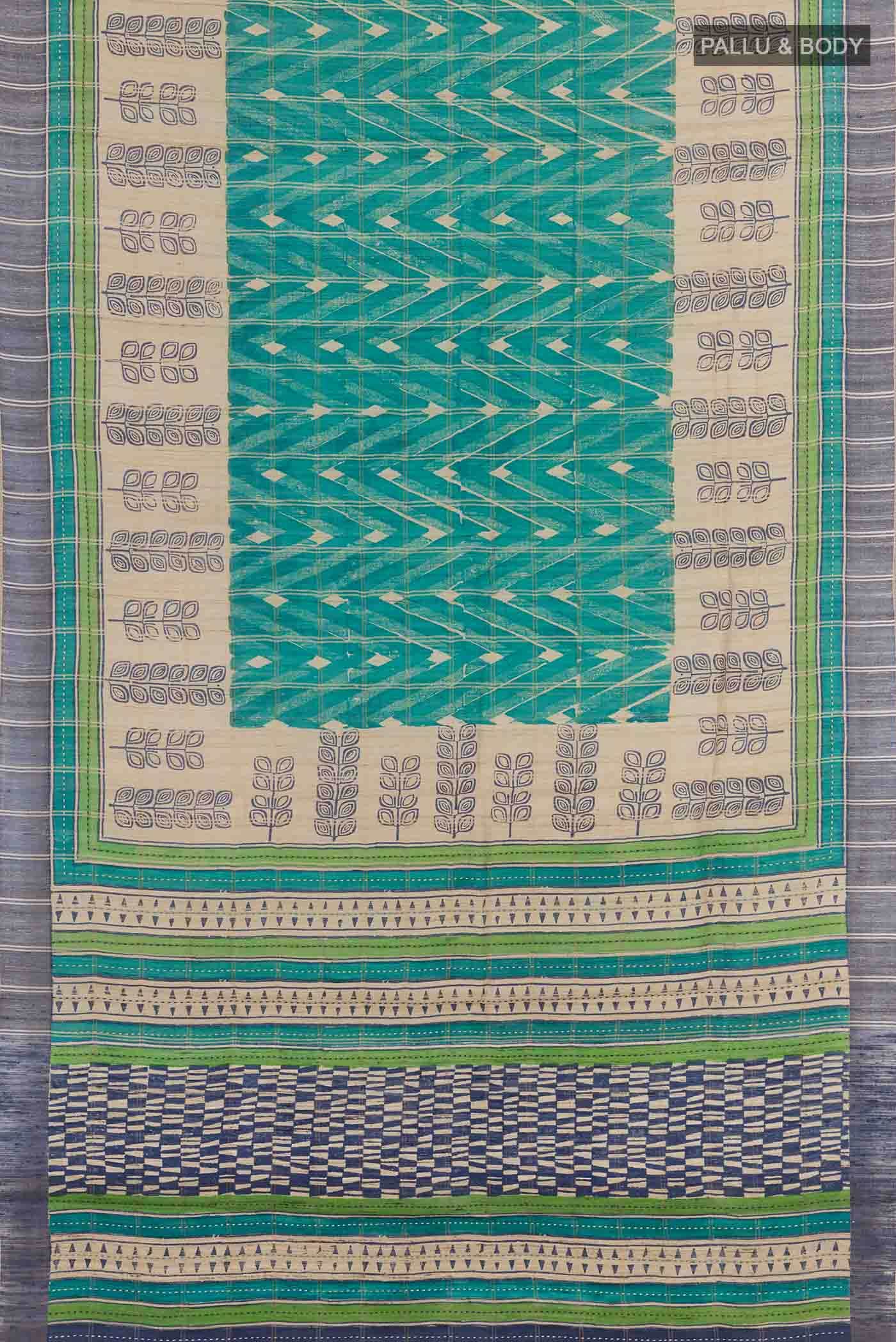 Blue Tussar Saree - Image 3