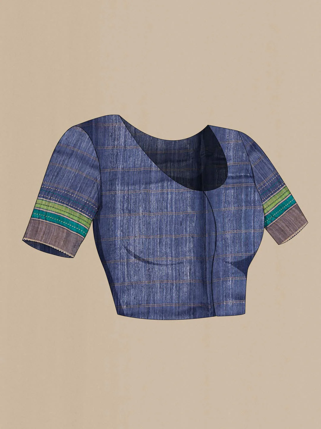 Blue Tussar Saree - Image 5