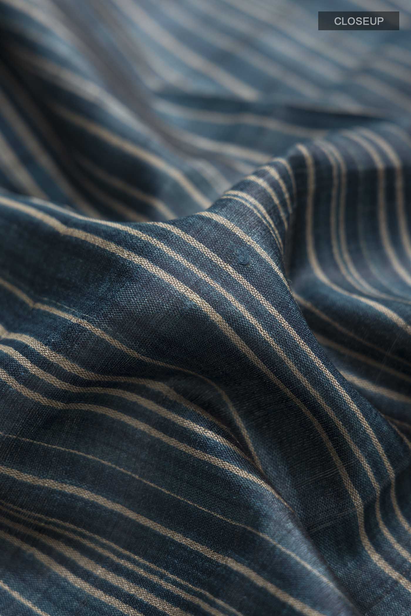 Blue Tussar Silk Saree - Image 2