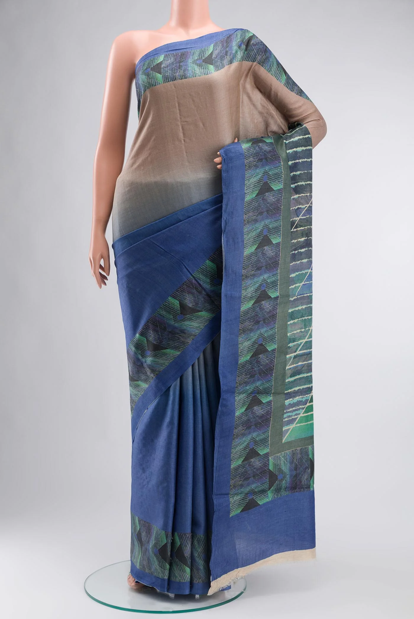 Blue Tussar Silk Saree