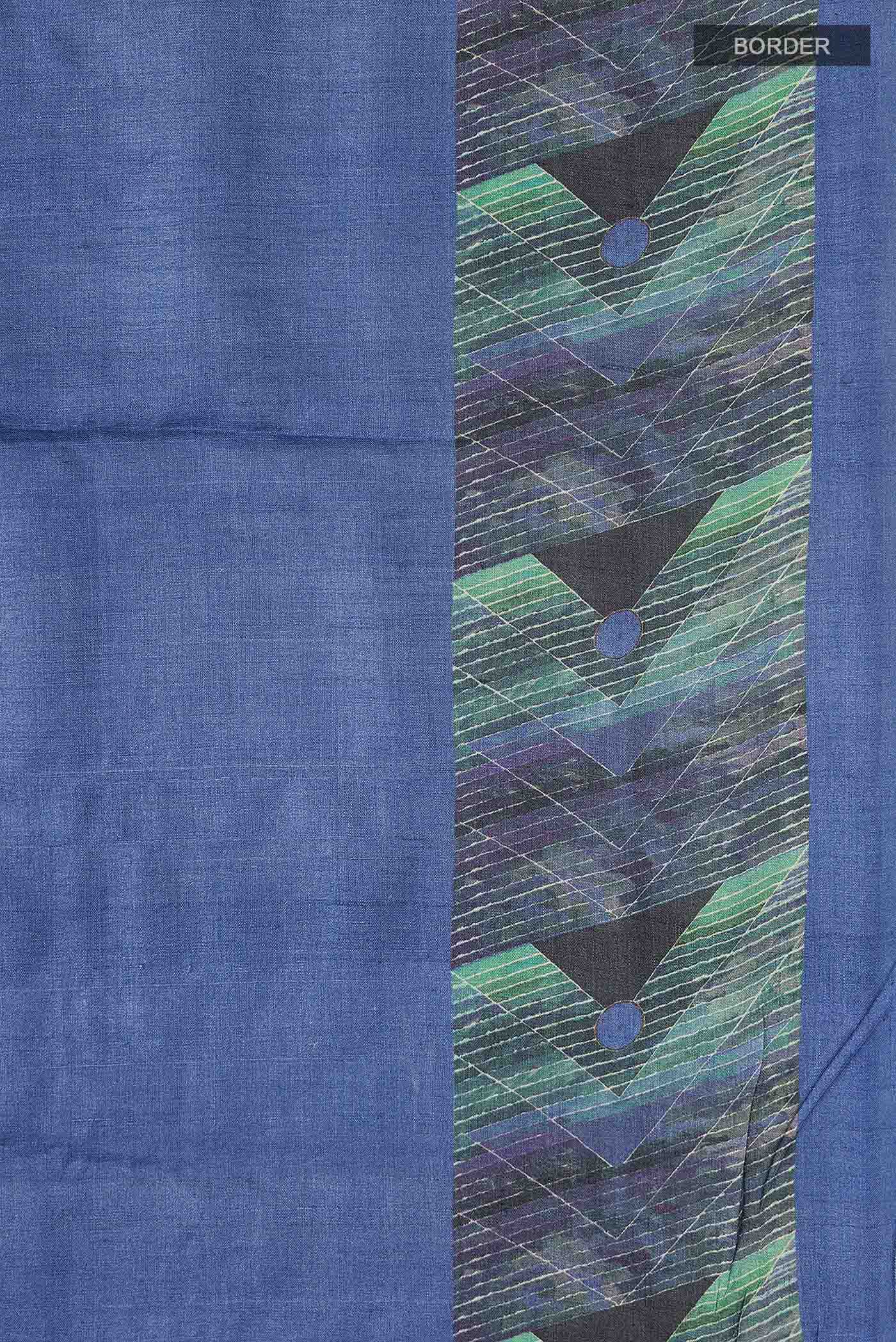Blue Tussar Silk Saree - Image 3