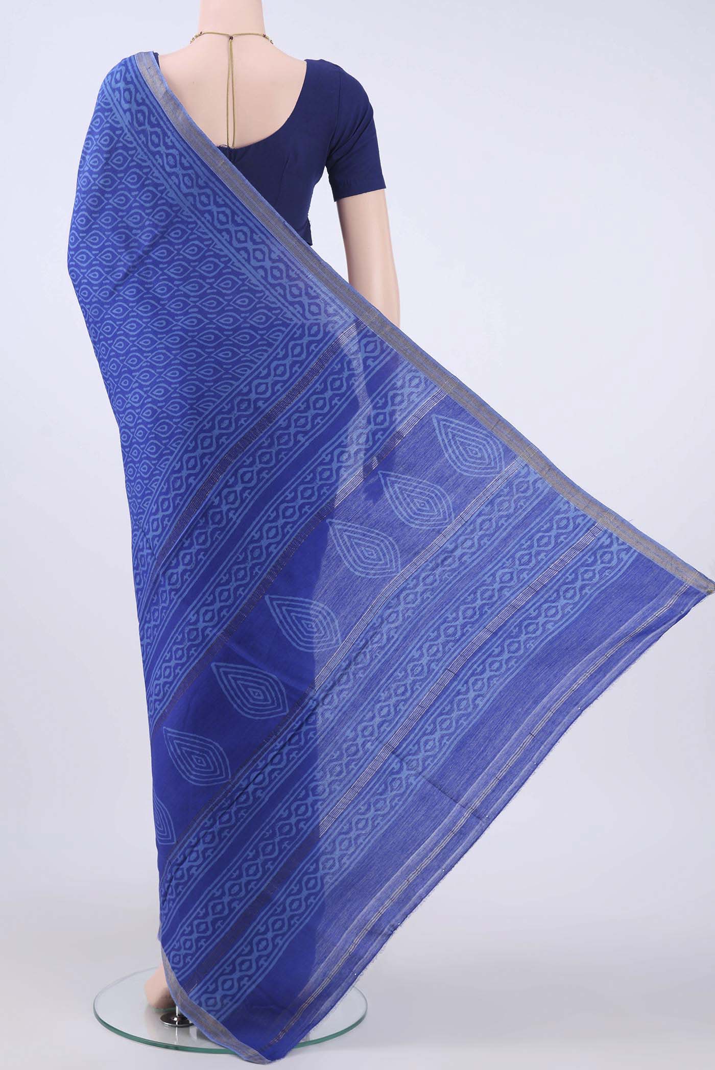 Blue Tussar Silk Saree - Image 3
