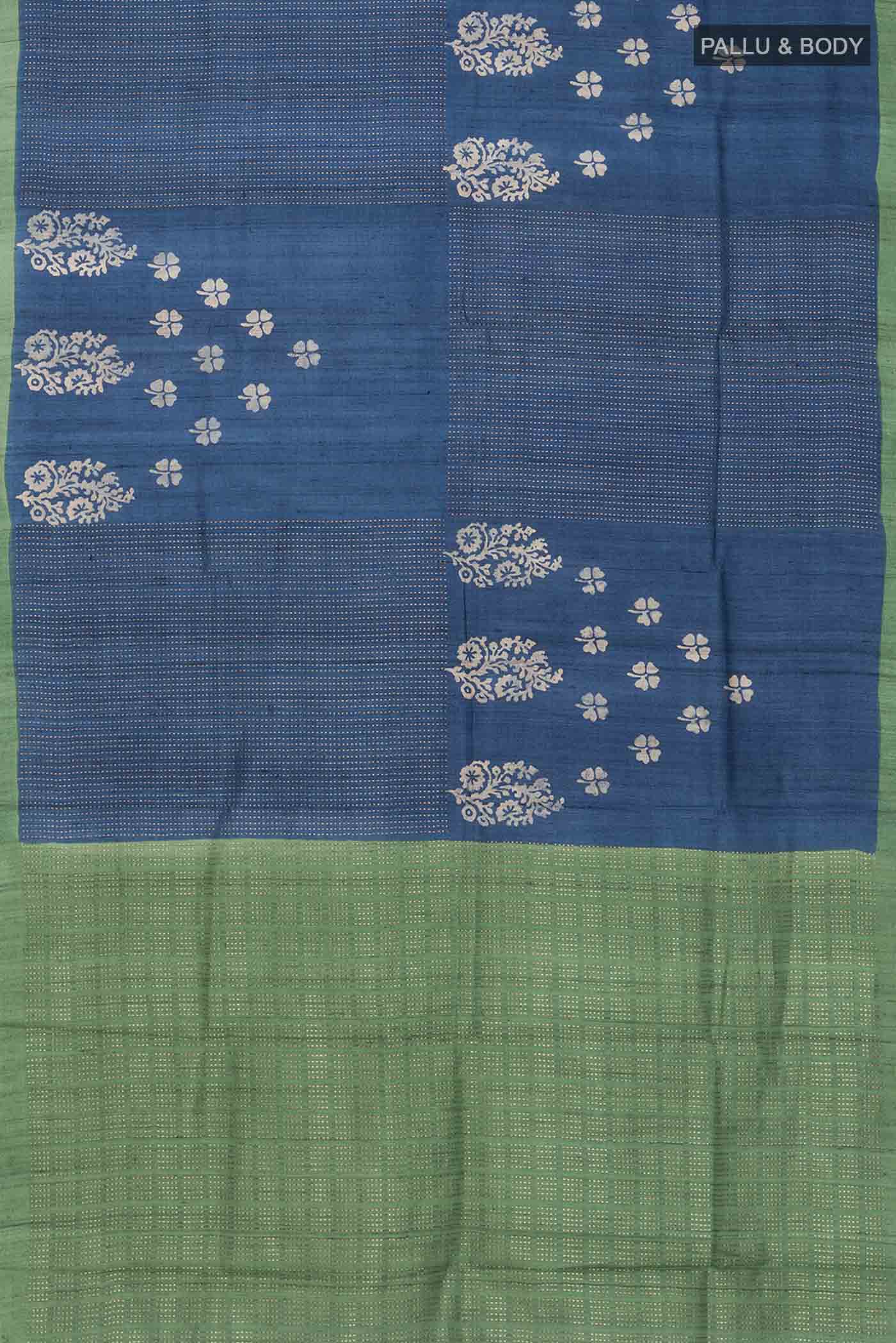 Blue Tussar Silk Saree - Image 5