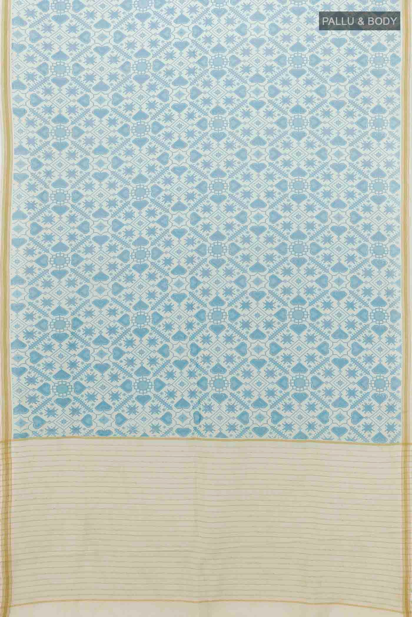 Blue Tussar Silk Saree - Image 5