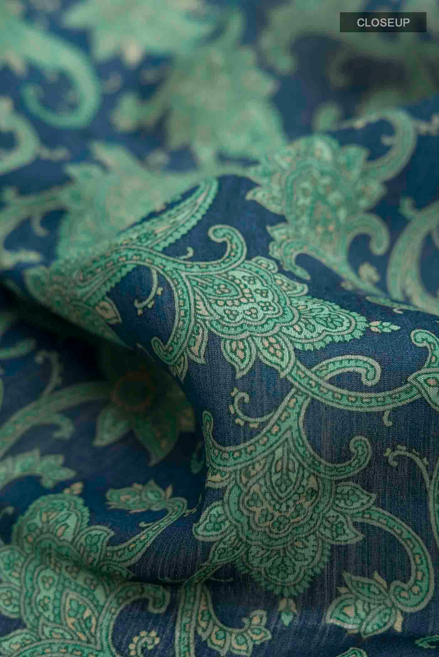 Blue Tussar Silk Saree - Image 2