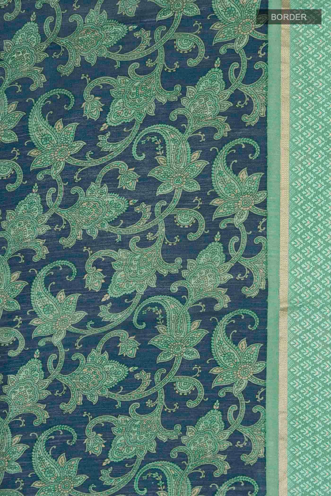 Blue Tussar Silk Saree - Image 3