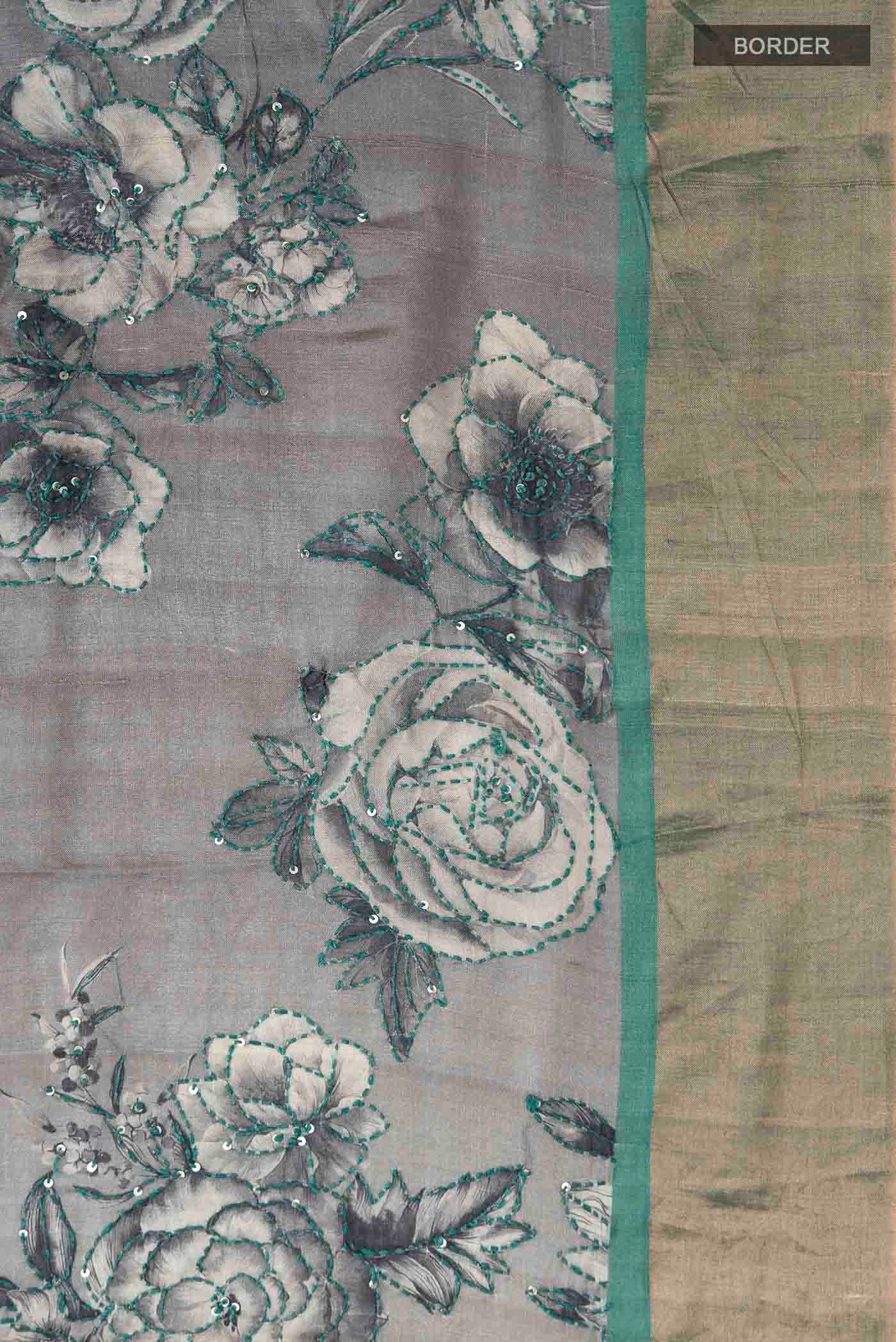 Blue Tussar Silk Saree - Image 3