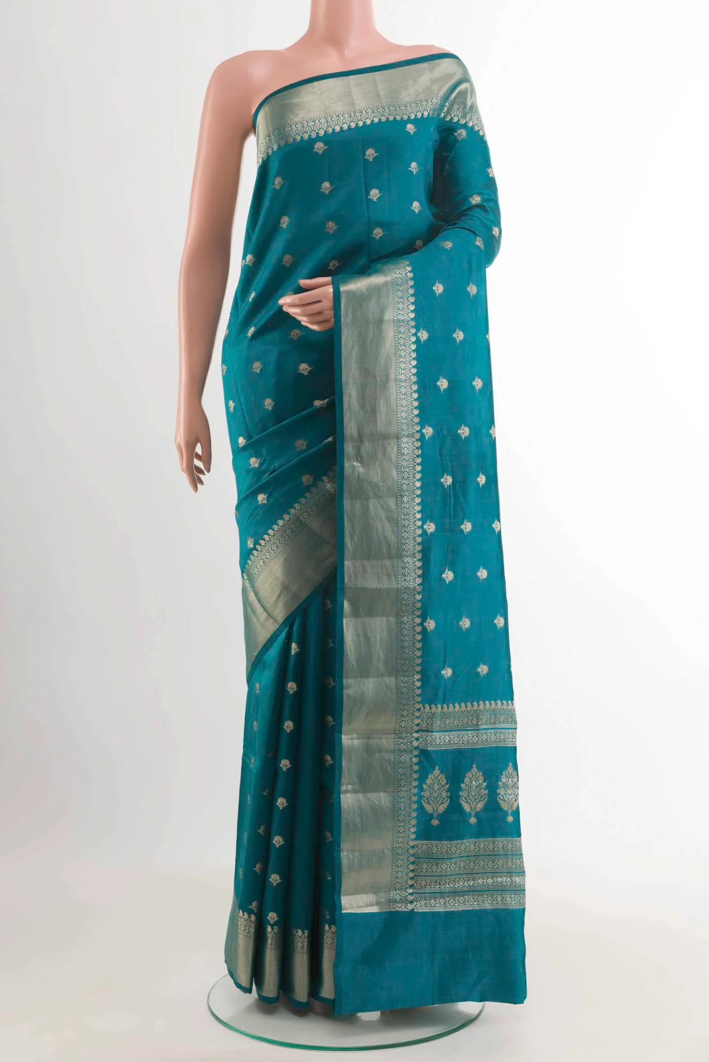 Blue Banarasi Raw Silk Saree