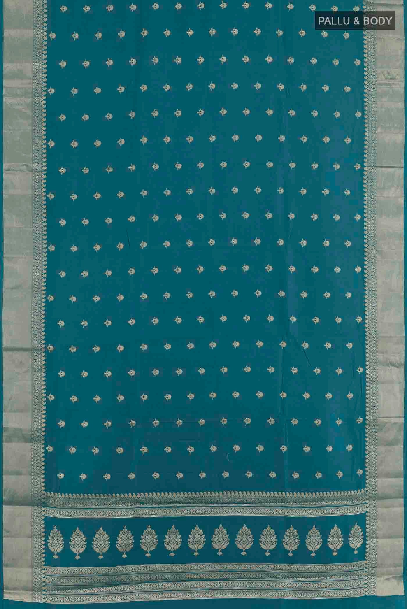 Blue Banarasi Raw Silk Saree - Image 3