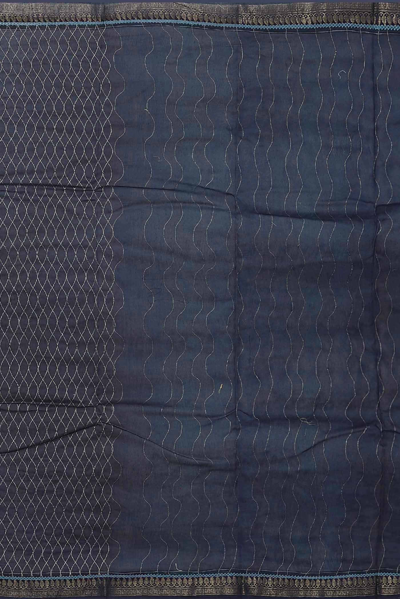 Blue Tussar Silk Saree - Image 5