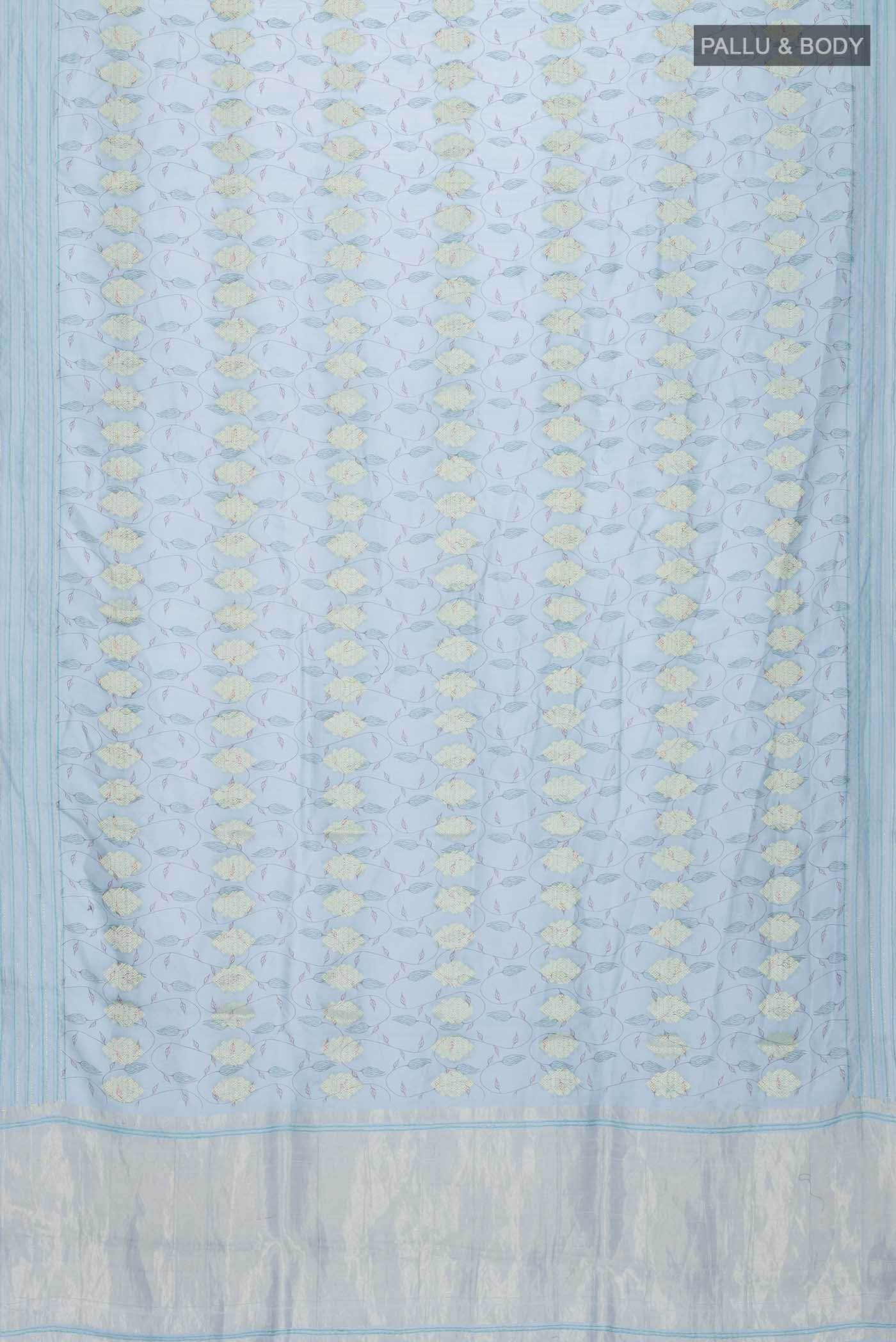 Blue Tussar Silk Saree - Image 3