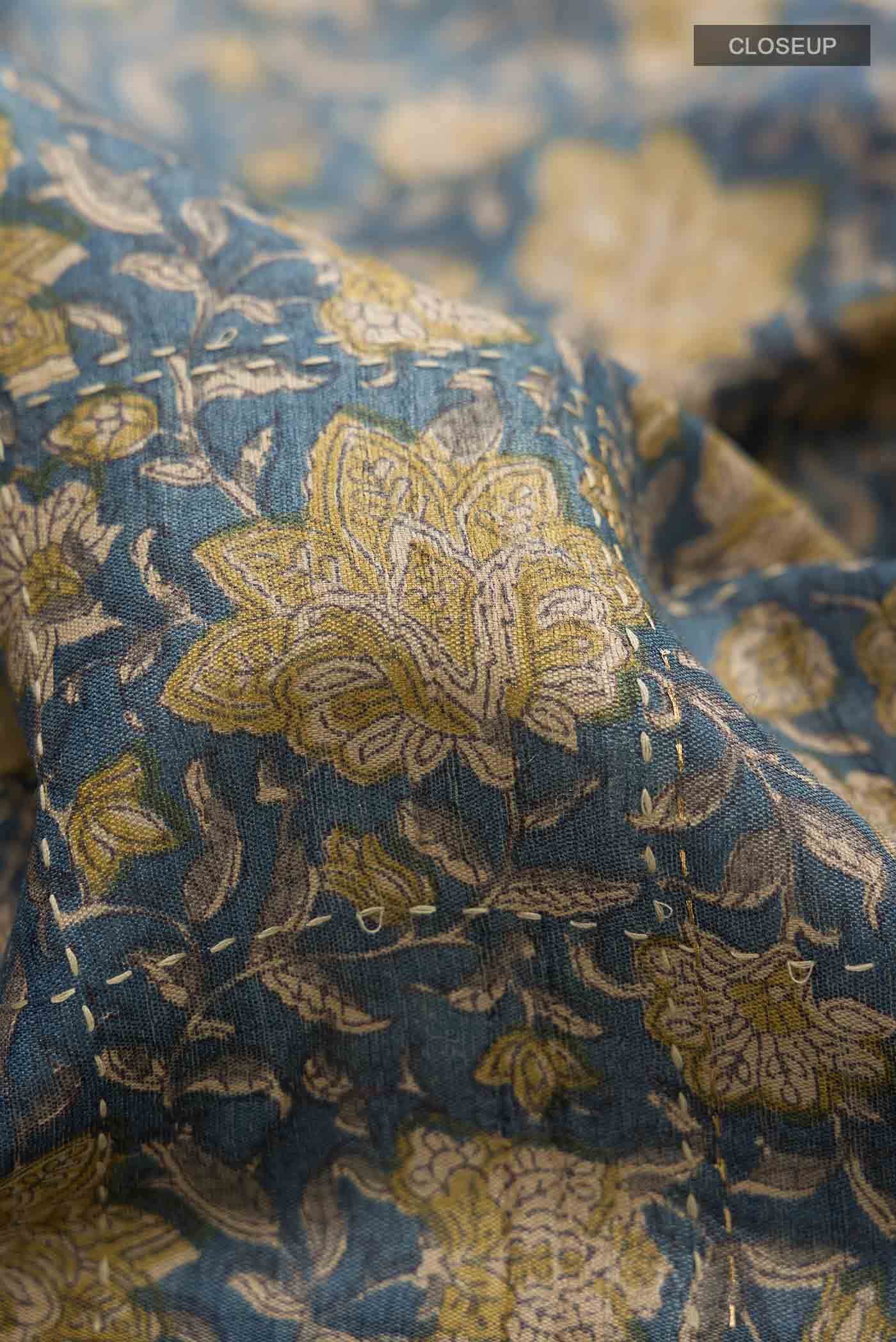 Blue Tussar Silk Saree - Image 2
