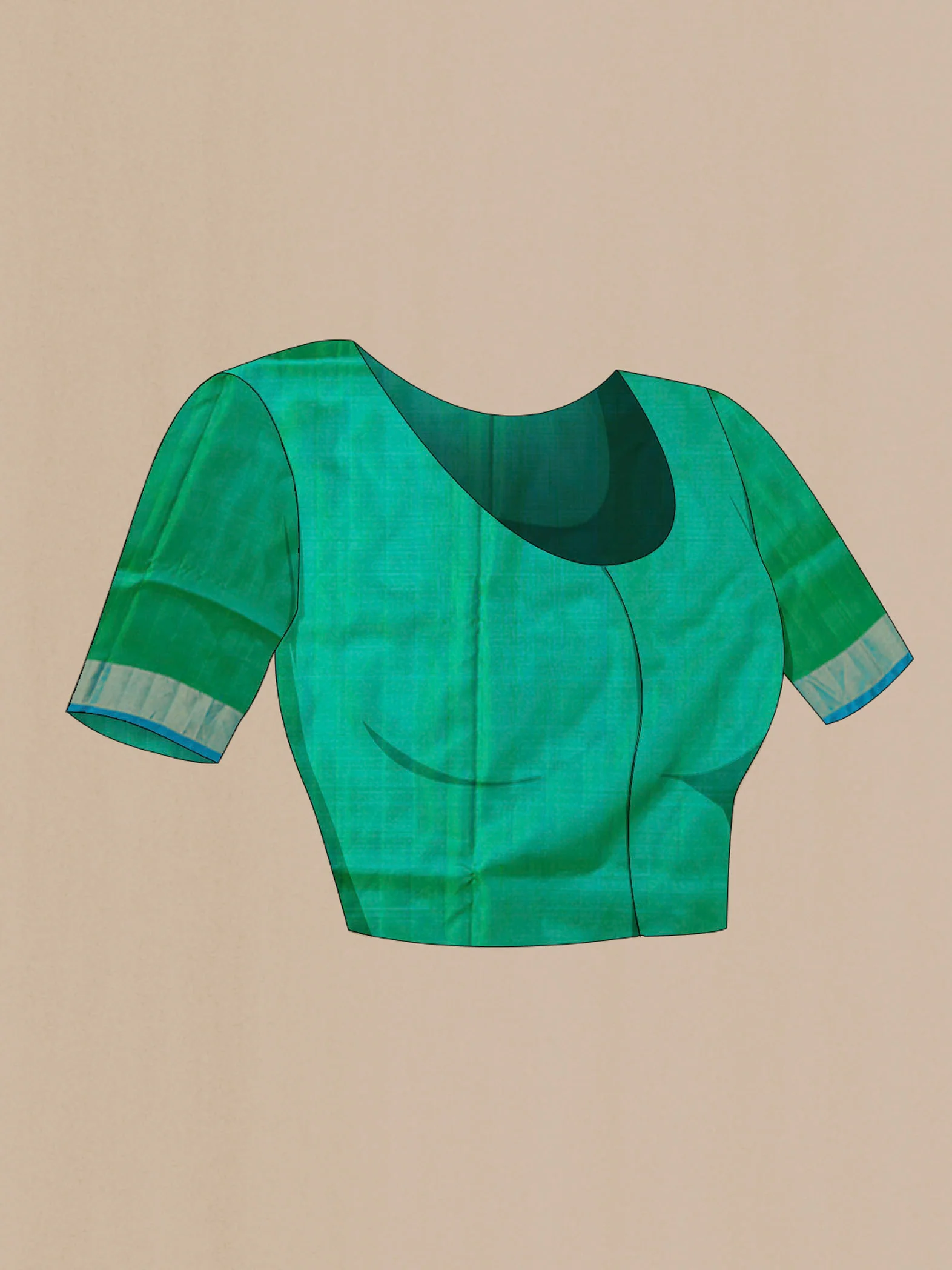 Blue With Green Color Uppada Silk Saree - Image 5