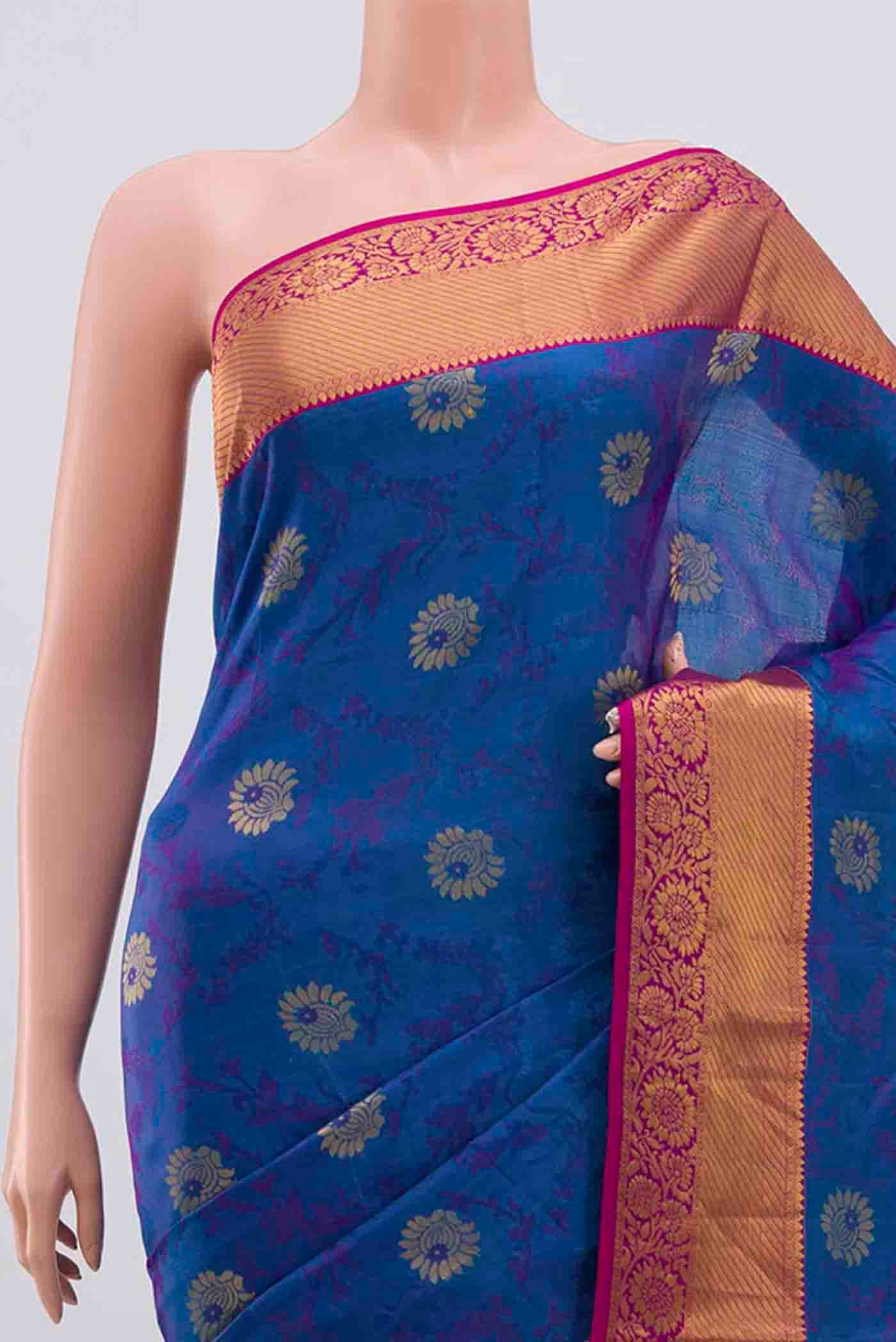 Royal Blue Kanchipuram Silk Saree - Image 2