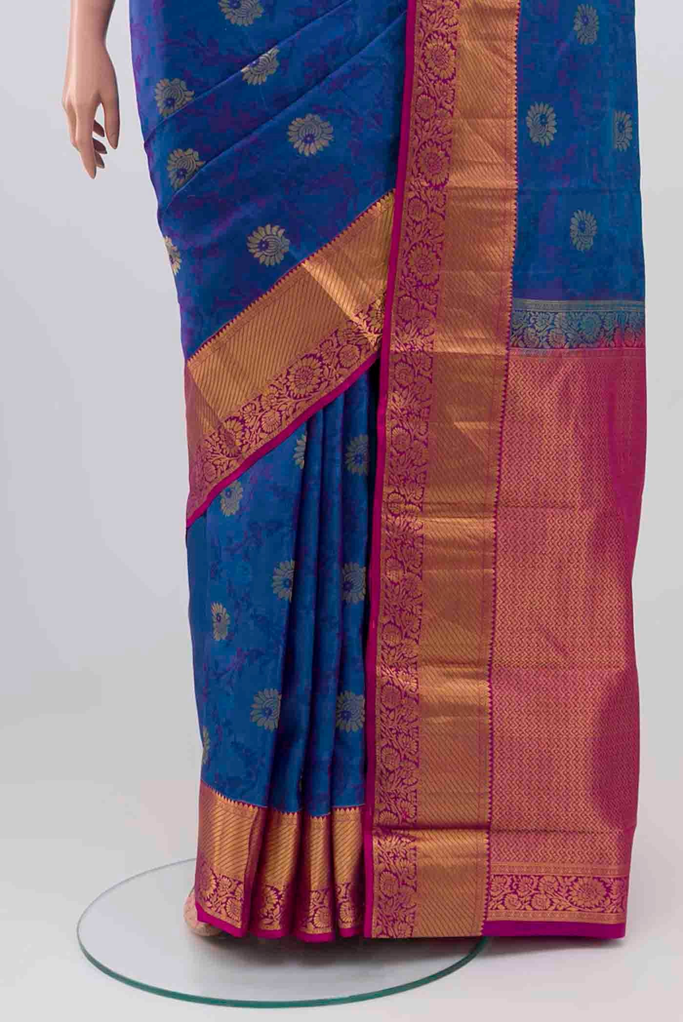 Royal Blue Kanchipuram Silk Saree - Image 3