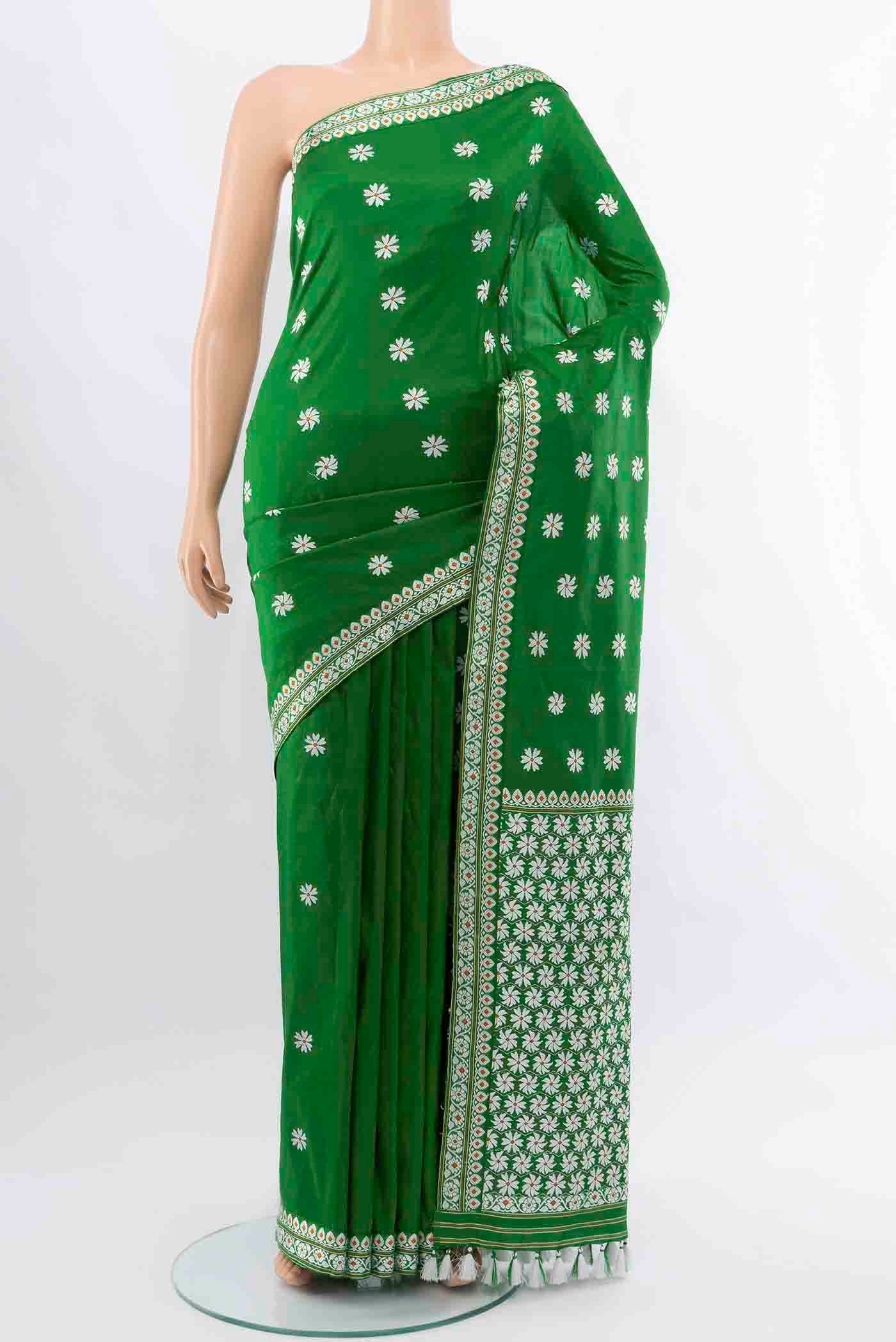 Bottle Green Assam Silk Saree