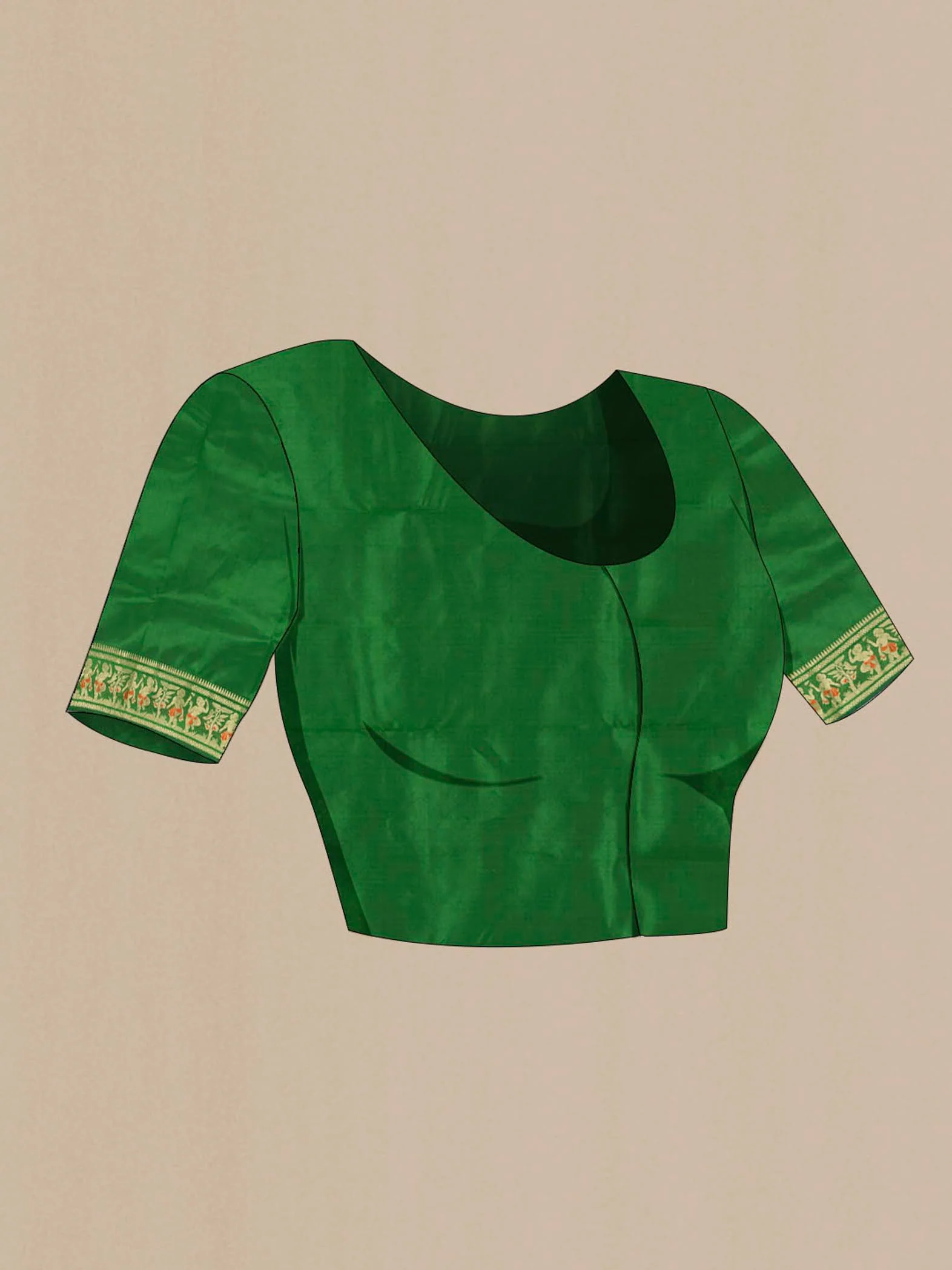 Bottle Green Baluchari Silk Saree - Image 4