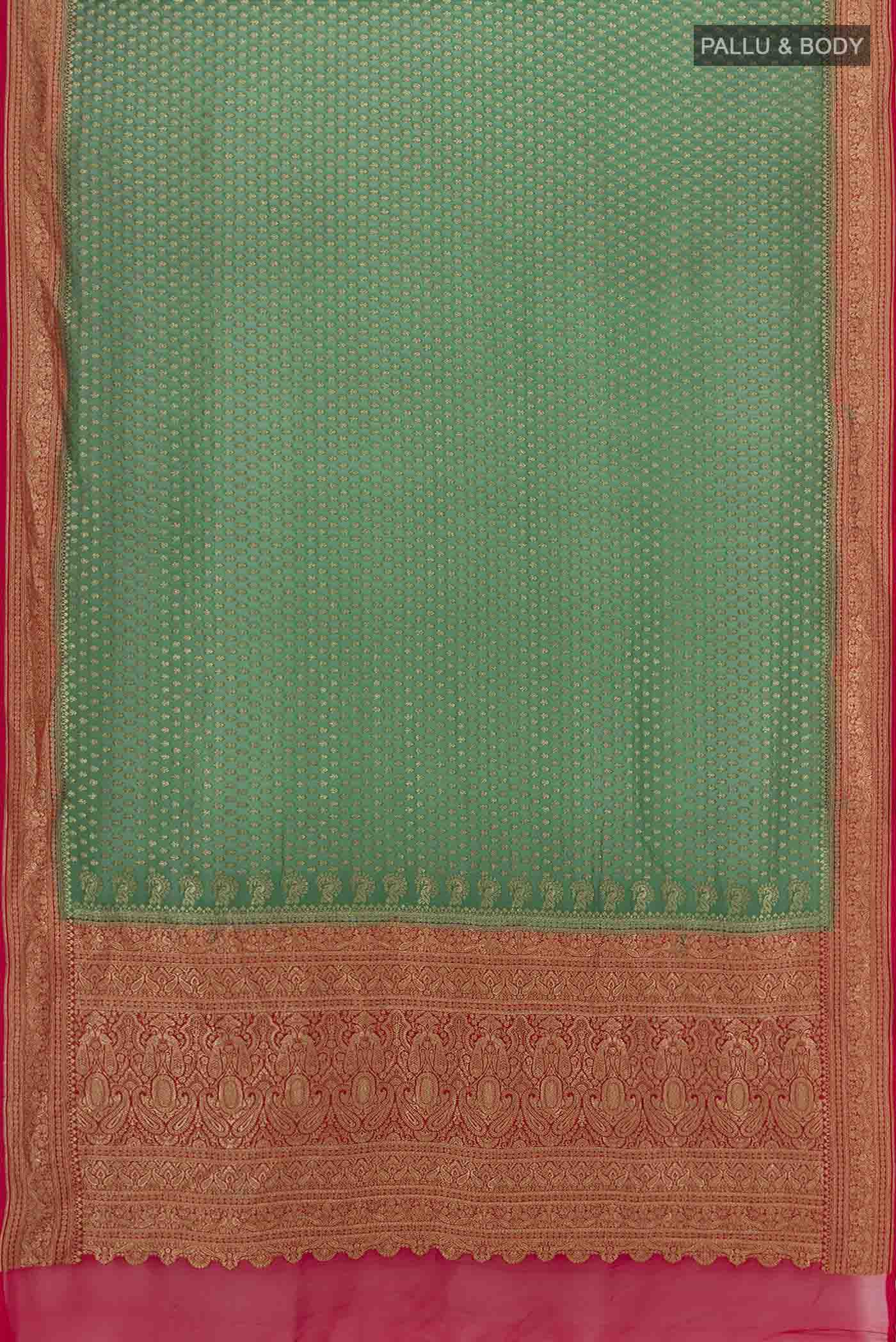 Bottle Green Banarasi Georgette Saree - Image 5