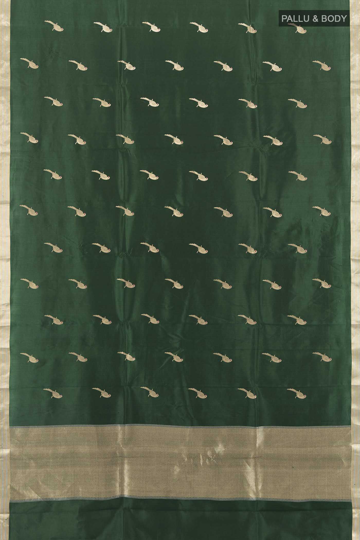 Bottle Green Banarasi Silk Saree - Image 5
