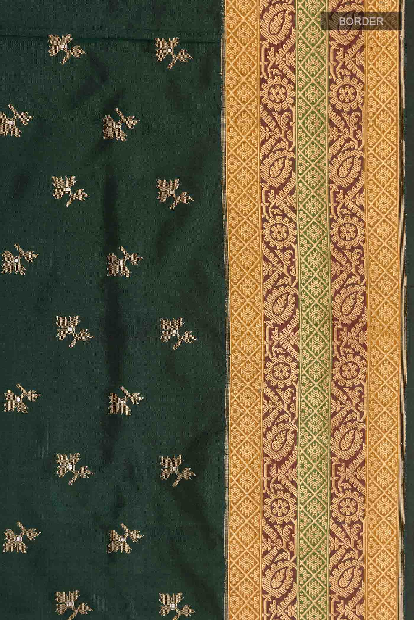 Bottle Green Banarasi Silk Saree - Image 3