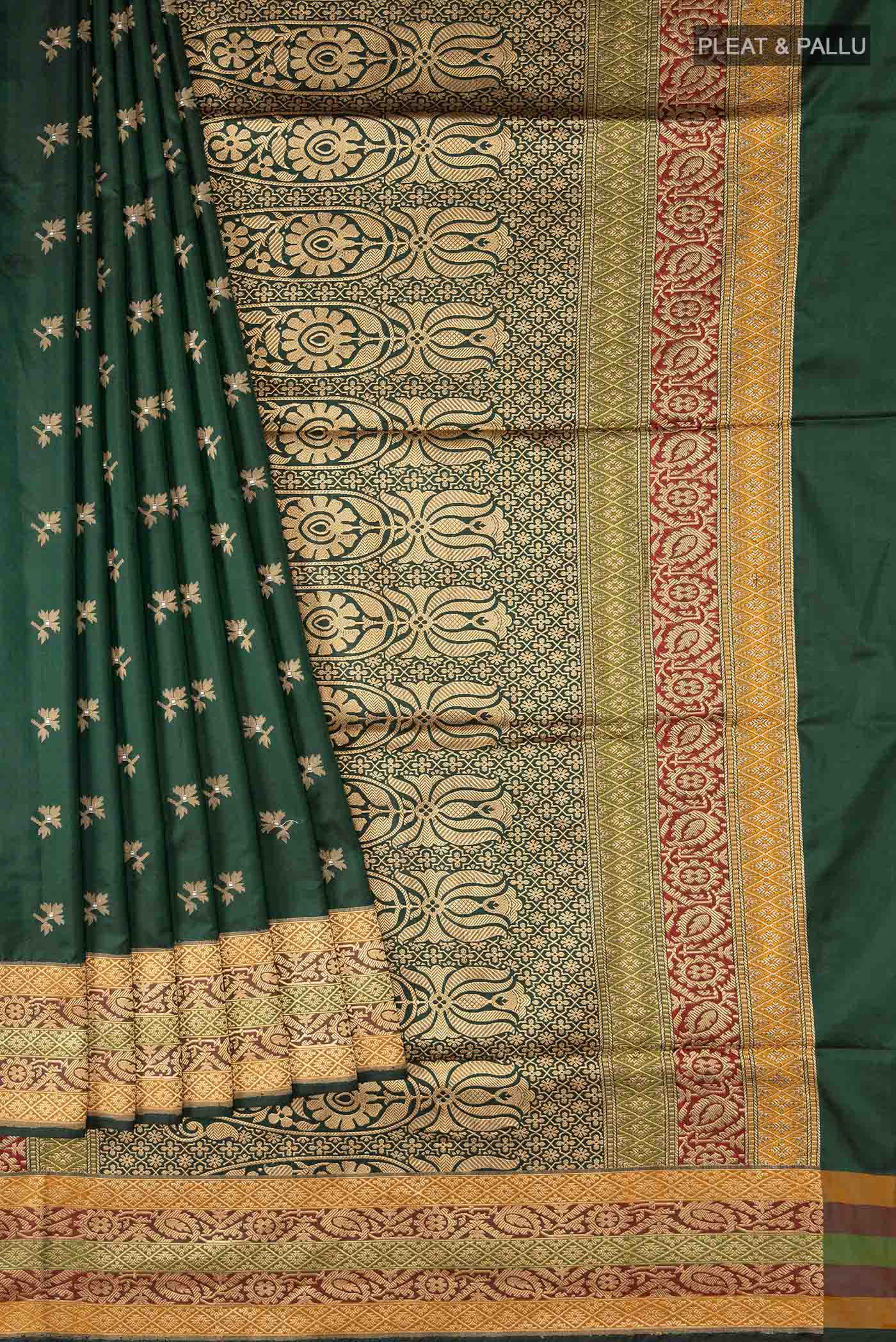 Bottle Green Banarasi Silk Saree - Image 4