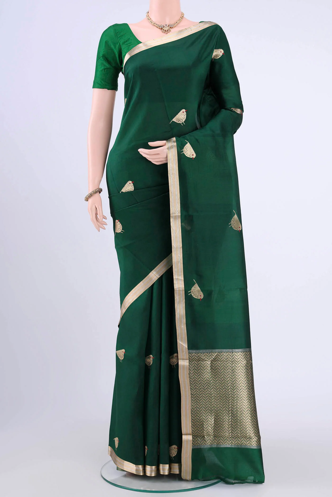 Bottle Green Banarasi Silk Saree