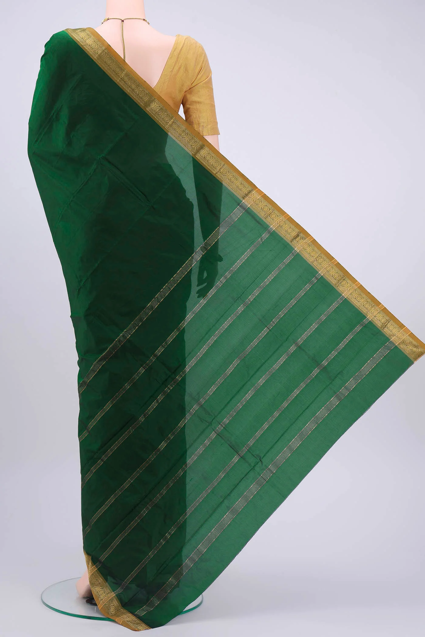 Bottle Green Blended Bangalore Silk Saree - Image 3